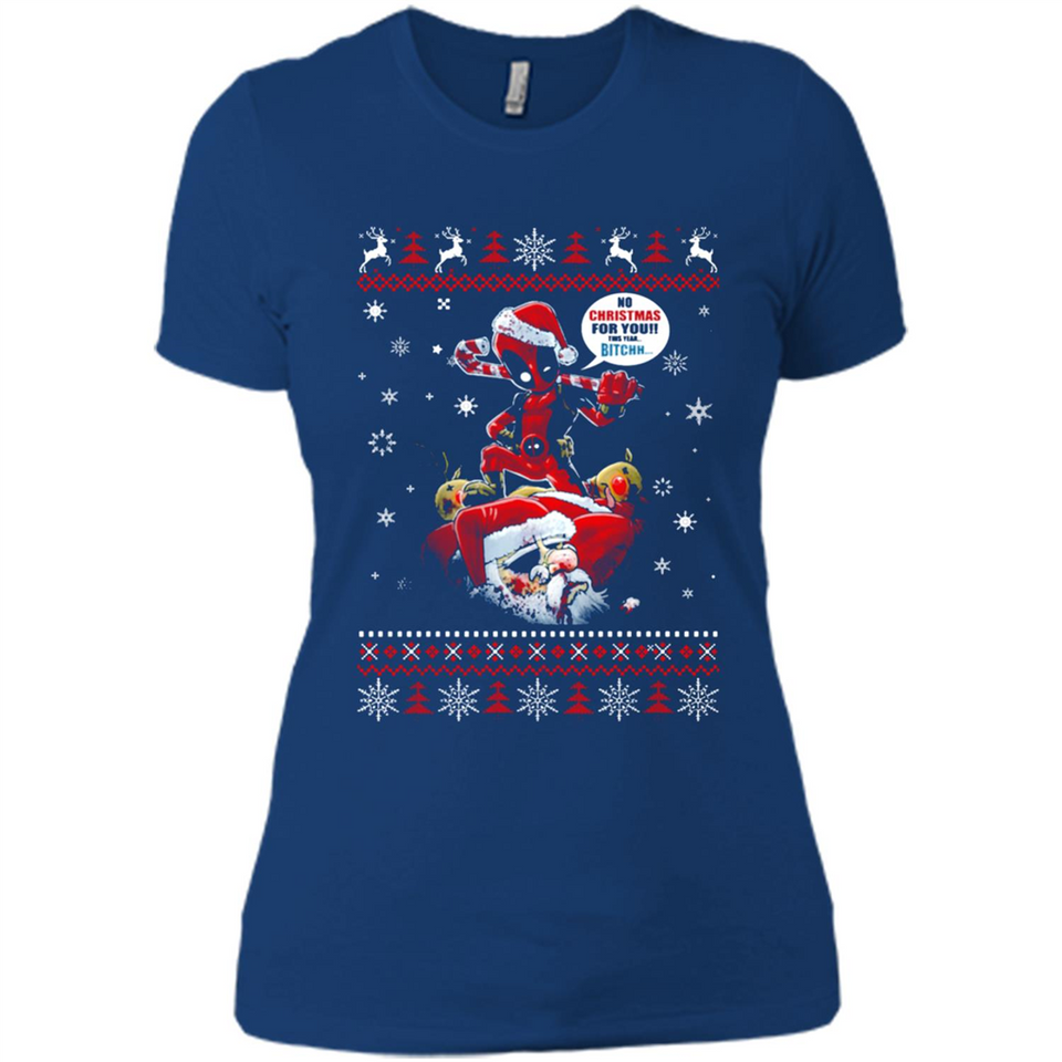 No Christmas for You – Deadpool Santa Claus Ugly Sweater - Ladies' Boyfriend T-Shirt