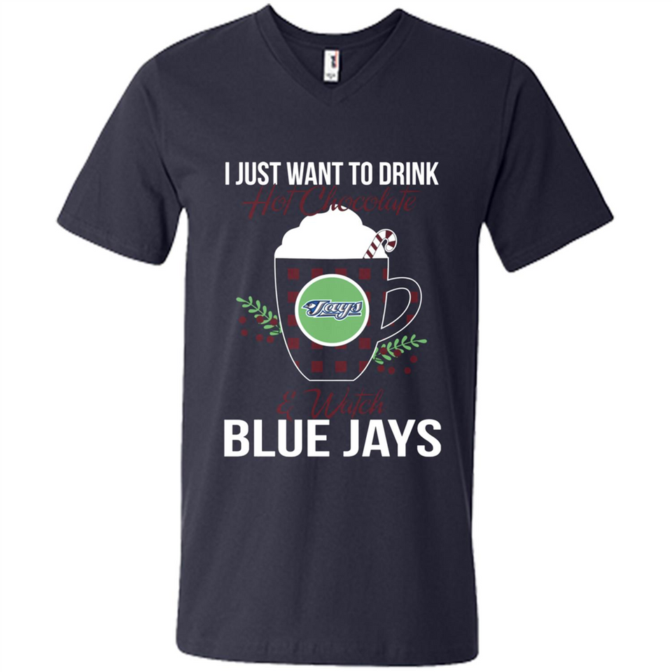I Just Want To Drink Hot Chocolate & Watch Toronto Blue Jays Ugly Christmas Sweater PINGPONG