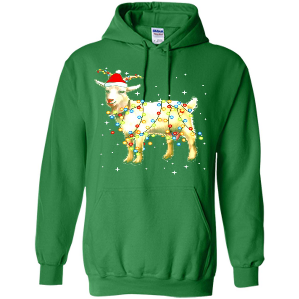Christmas Lights Goat Wearing Santa Hat Funny Xmas - Hoodie