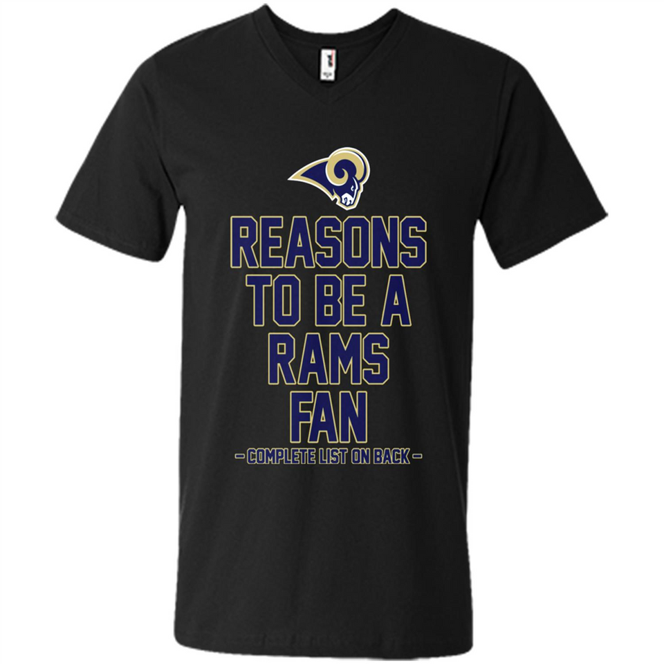 Reasons to be a Los Angeles Rams Fan Complete List on Back - Men's V-Neck