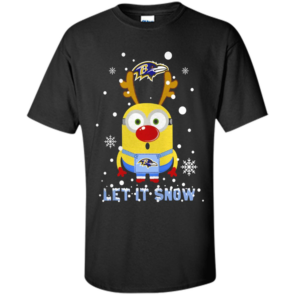 Minion Baltimore Ravens Ugly Christmas Sweater Let it Snow - Shirt