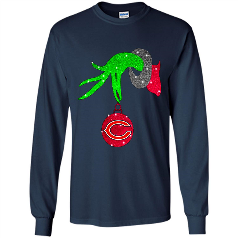GRINCH HAND HOLDING CHICAGO BEARS GLITTER CHRISTMAS PINGPONG