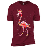 Christmas Lights Flamingo Wearing Santa Hat Funny Xmas - Premium Short Sleeve T-Shirt