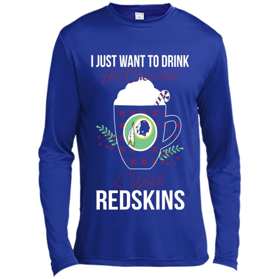 I Just Want To Drink Hot Chocolate & Watch Washington Redskins Ugly Christmas Sweater PINGPONG