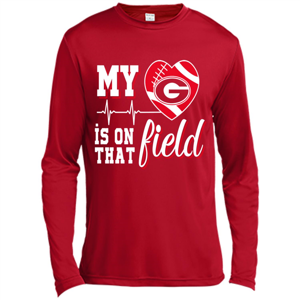 Georgia Bulldogs Football My Heart is on that Field - Canvas Long Sleeve T-Shirt
