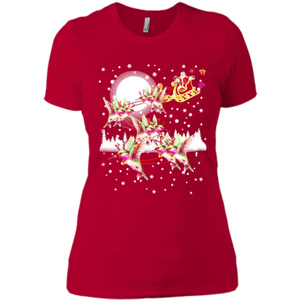 Hummingbird Santa Sleigh - Ladies' Boyfriend T-Shirt