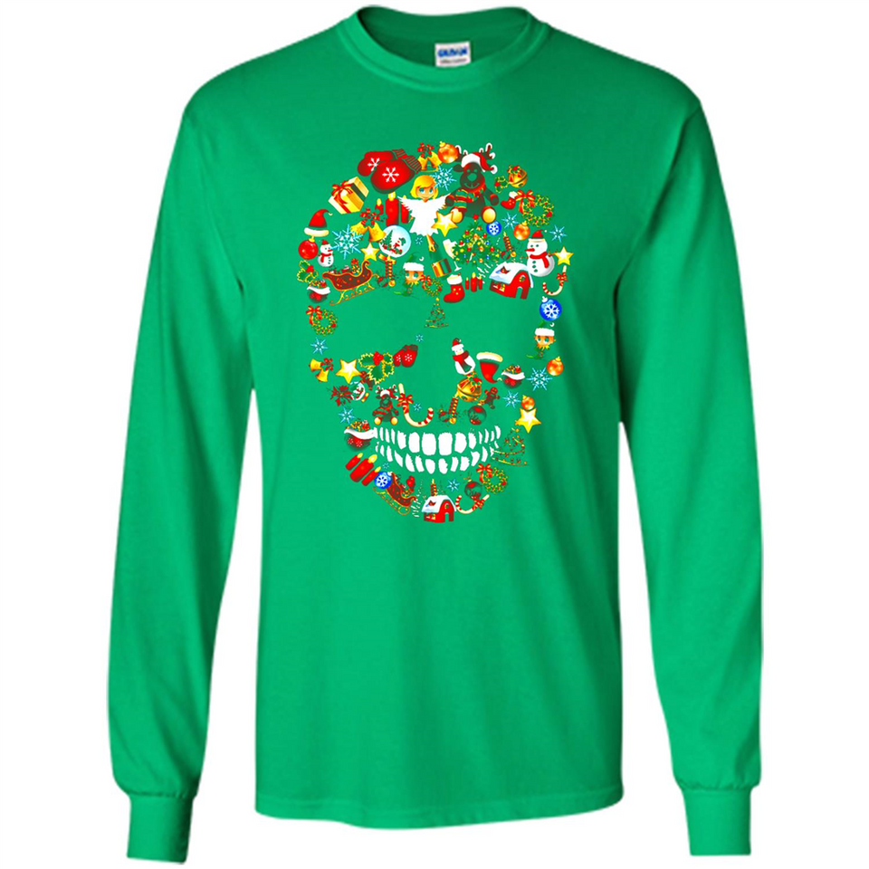 Skull Christmas Decorations Merry Xmas T-Shirt - Long Sleeve T-Shirt