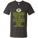 Reasons to be a Green Bay Packers Fan Complete List on Back - Men's V-Neck