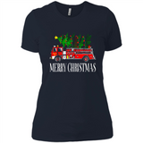 Firetruck Santa Sleigh Merry Christmas Firefighter - Ladies' Boyfriend T-Shirt