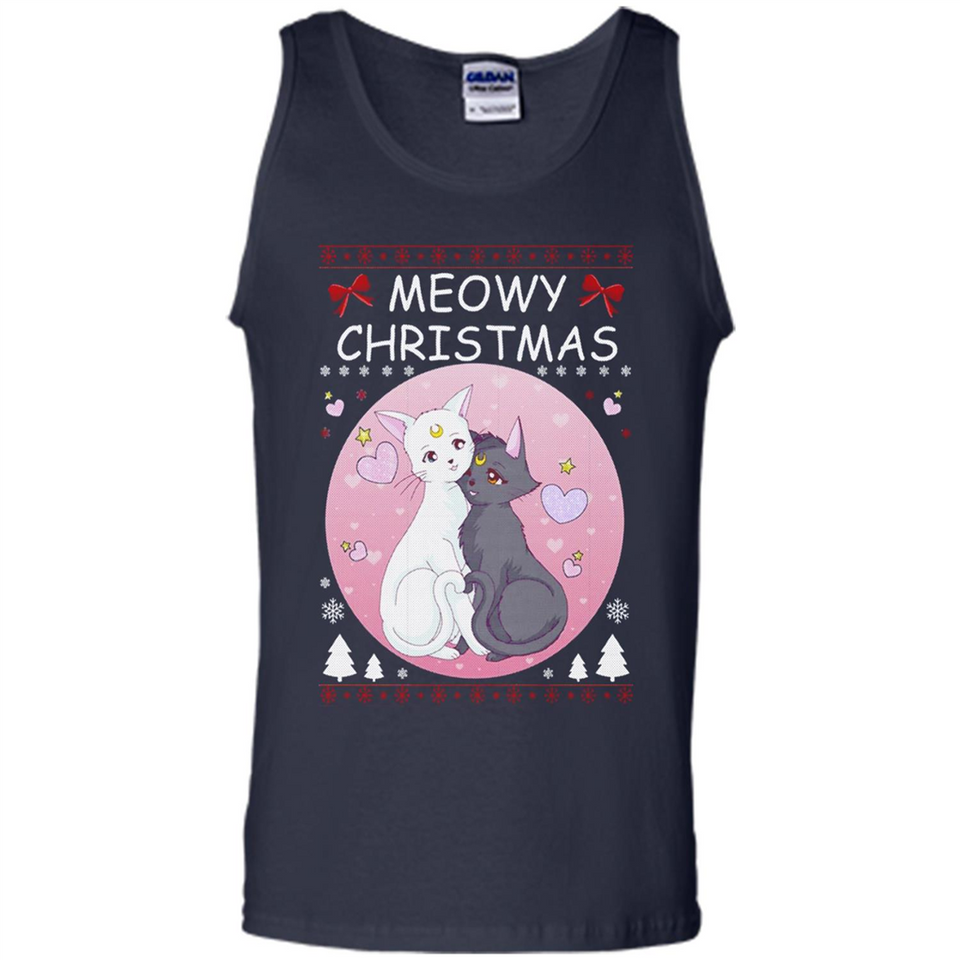 Sailor Moon Yin Yang Cat Love Ugly Christmas Sweater - Tank Top