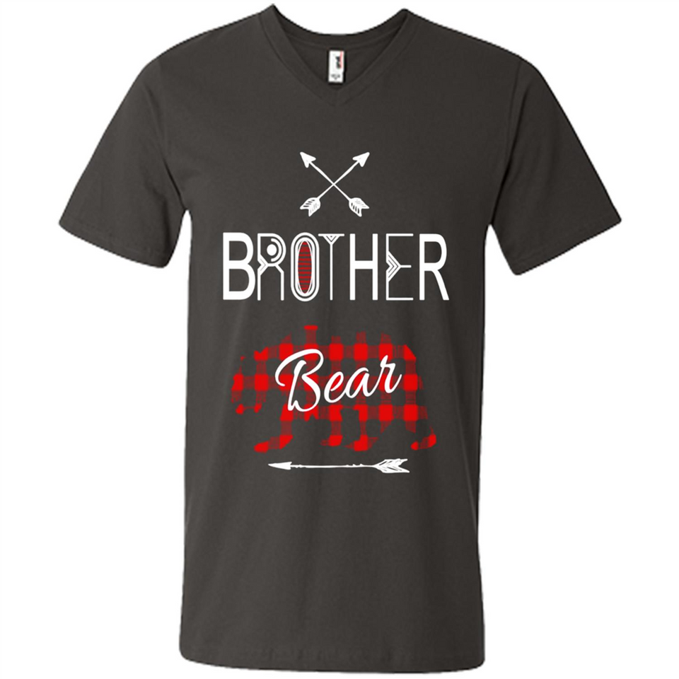 Brother Shirt Buffalo Plaid Family Camping Bear Tee - Men's V-Neck