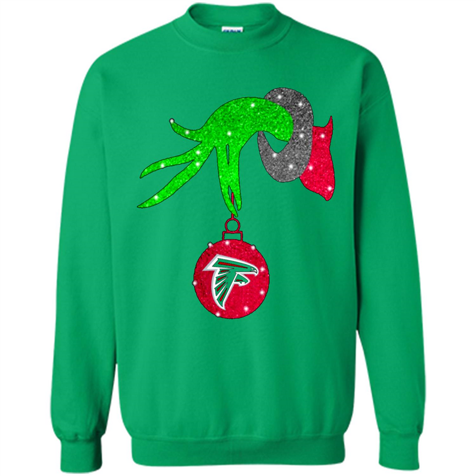 GRINCH HAND HOLDING ATLANTA FALCONS GLITTER CHRISTMAS PINGPONG