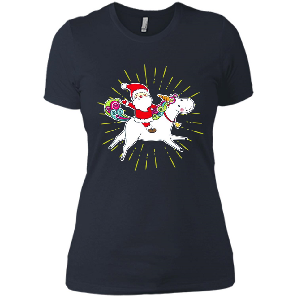 Unicorn And Santa Christmas - Ladies' Boyfriend T-Shirt