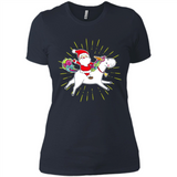 Unicorn And Santa Christmas - Ladies' Boyfriend T-Shirt