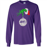 Funny Seattle Seahawks Glitter Grinch Monogram Ornament Christmas Gift - Long Sleeve T-Shirt