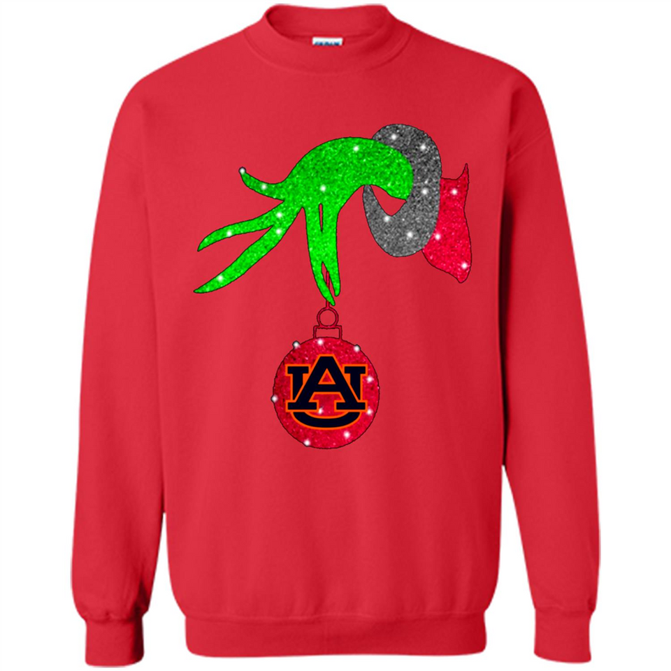 GRINCH HAND HOLDING AUBURN TIGERS GLITTER CHRISTMAS PINGPONG