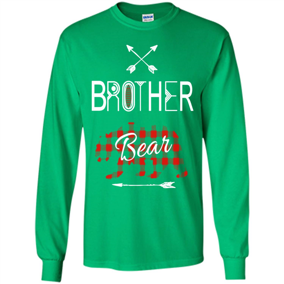 Brother Shirt Buffalo Plaid Family Camping Bear Tee - Long Sleeve T-Shirt