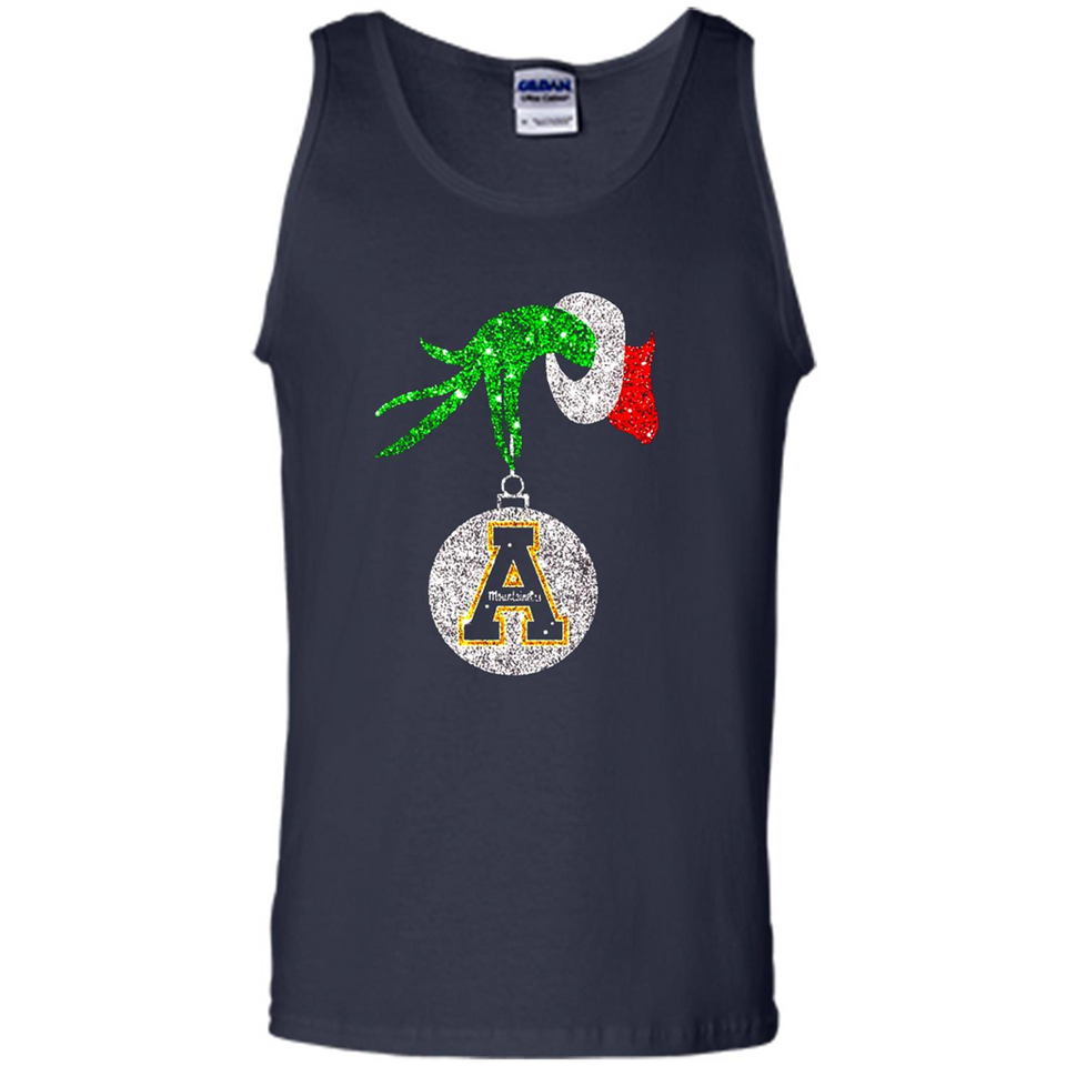 Funny Appalachian State Mountaineers Glitter Grinch Monogram Ornament Christmá - Tank Top