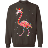 Christmas Lights Flamingo Wearing Santa Hat Funny Xmas - Sweatshirt
