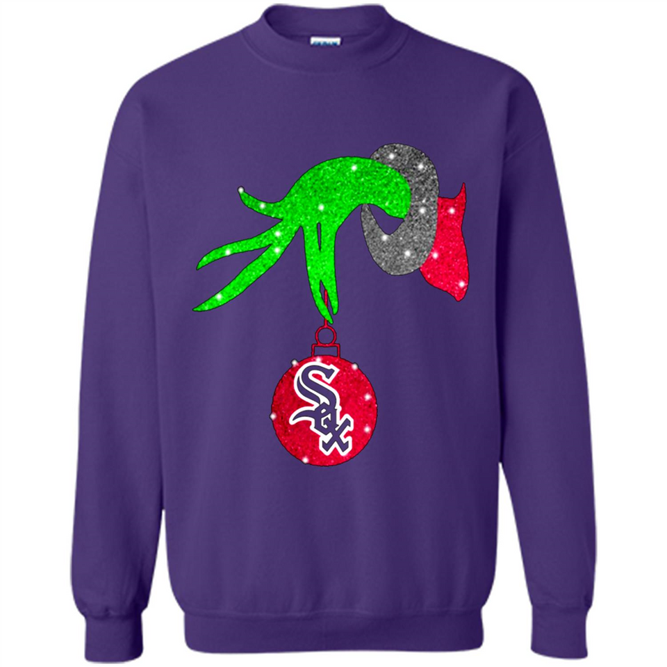 GRINCH HAND HOLDING CHICAGO WHITE SOX GLITTER CHRISTMAS PINGPONG