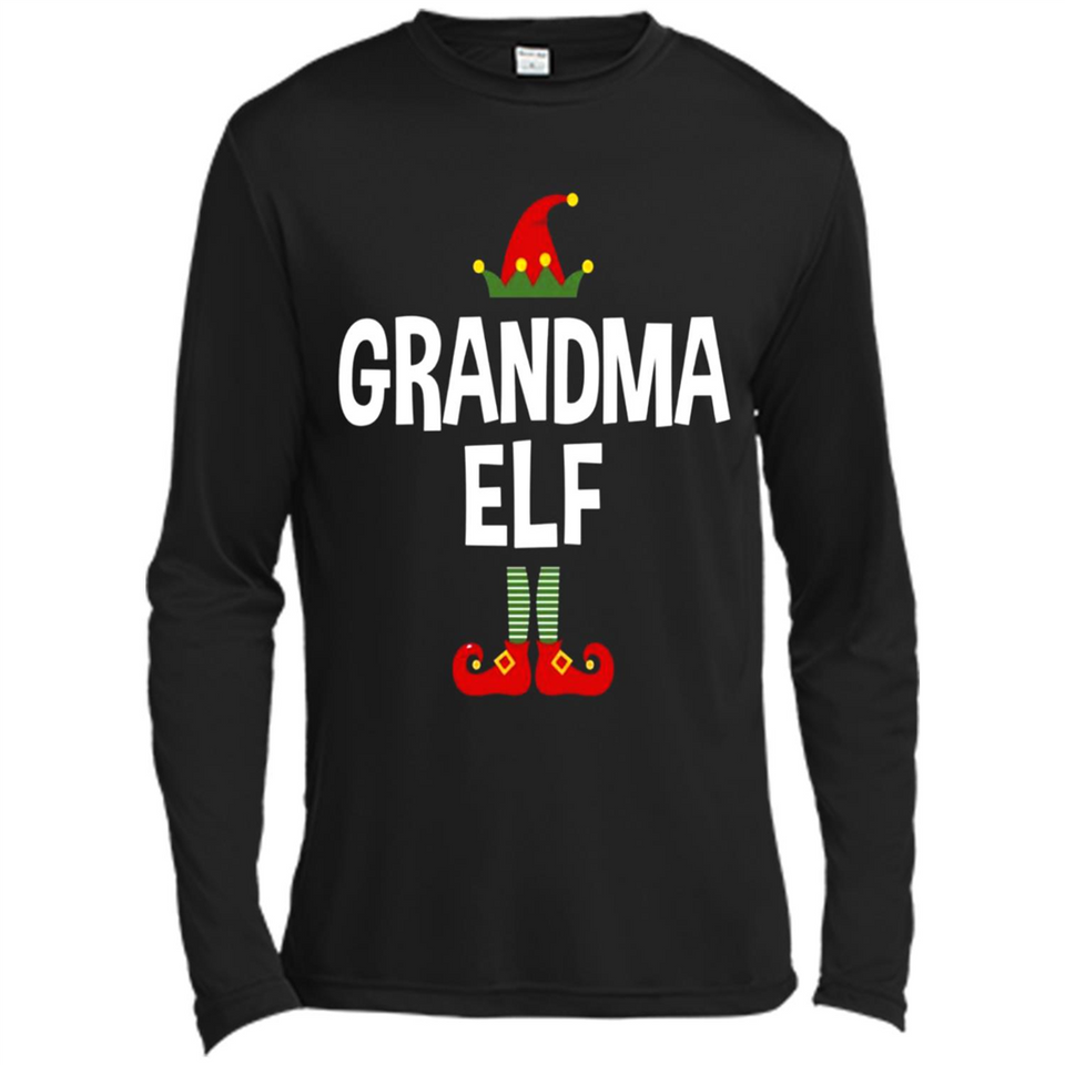 Grandma Elf Shirt -Family Matching Christmas Pajamas - Canvas Long Sleeve T-Shirt