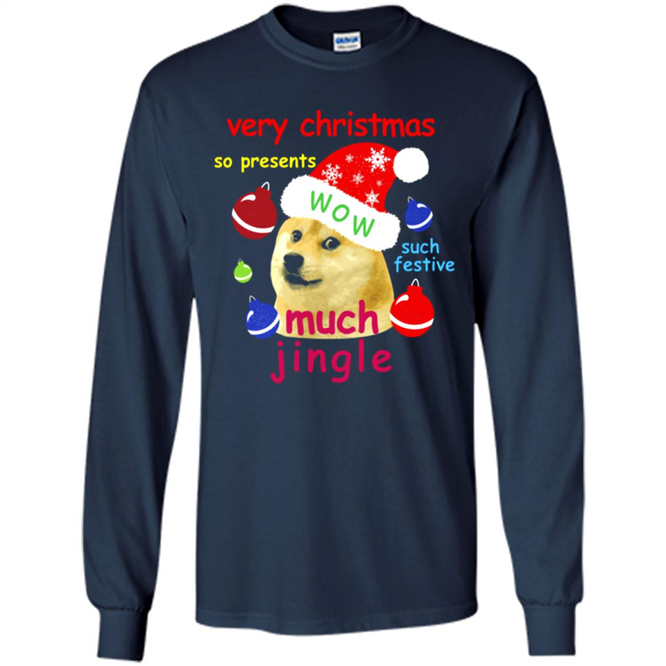 Christmas Doge Meme Shirts Funny Santa Shiba Inu Dog - Long Sleeve T-Shirt