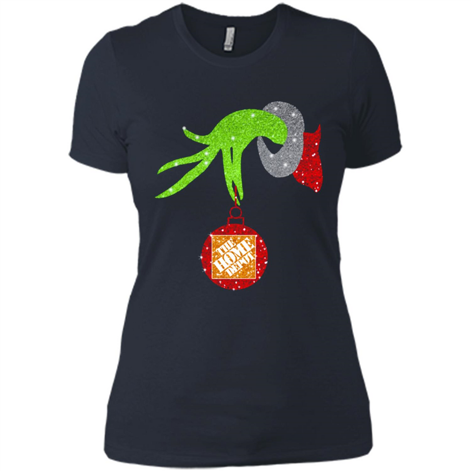 Grinch hand holding Logo HomeDepot Glitter Christmas - Ladies' Boyfriend T-Shirt