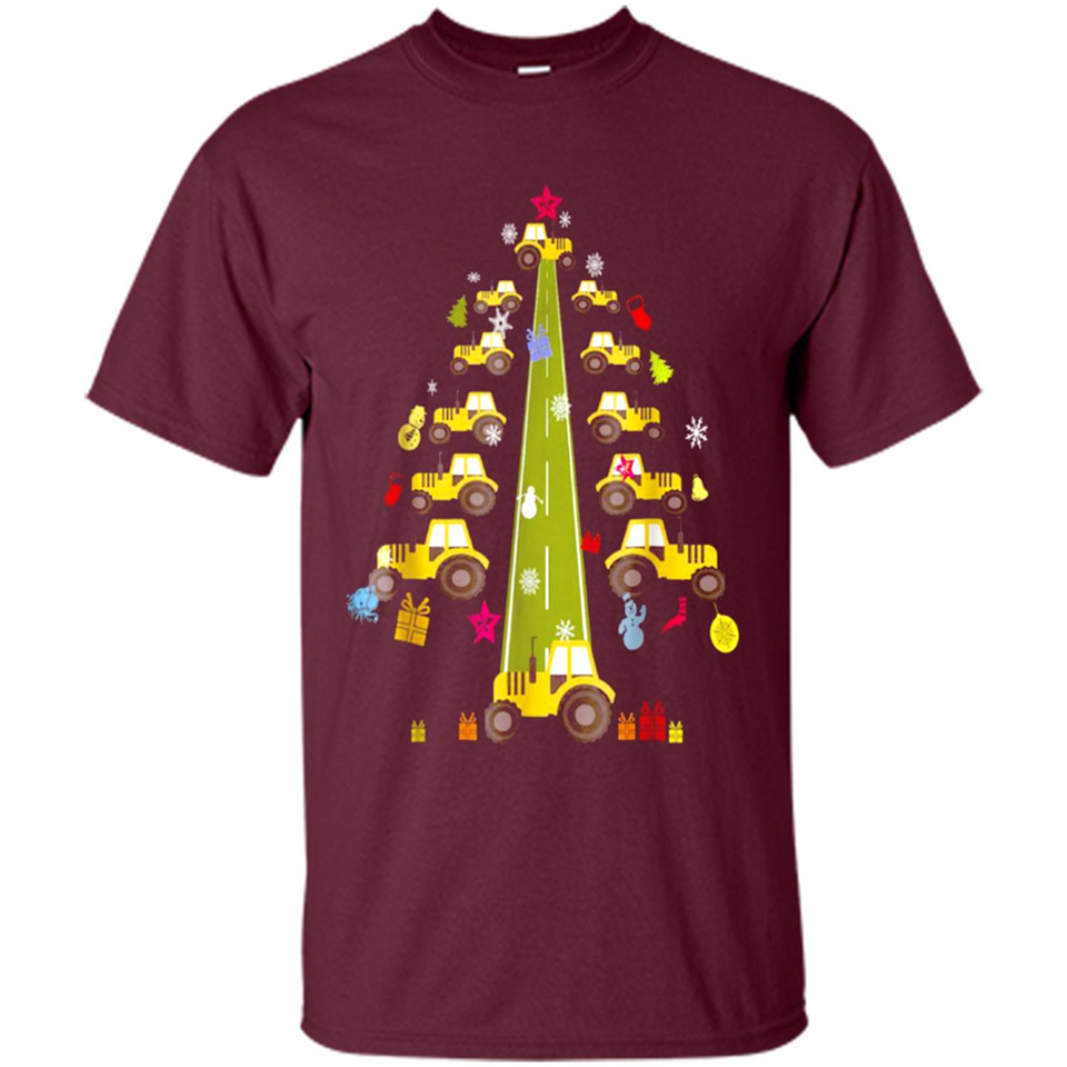 Tractor Car Christmas Tree T-shirt For Drivers
