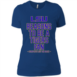 Reasons to be a LSU Tigers Fan Complete List on Back - Funny - Ladies' Boyfriend T-Shirt