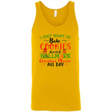 I just Want to bake Cookies and watch Hallmark Christmas movies White T-Shirt - Canvas Unisex Tank