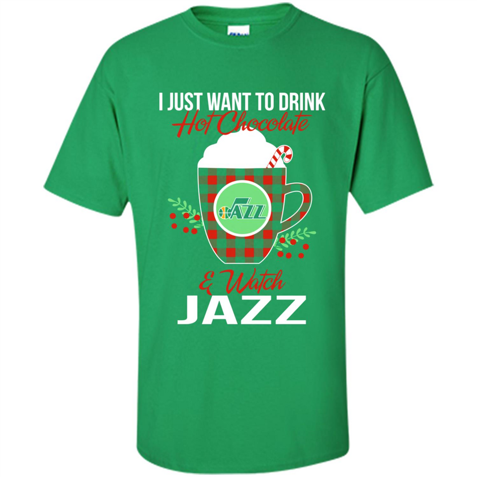 I Just Want To Drink Hot Chocolate & Watch Utah Jazz Ugly Christmas Sweater PINGPONG