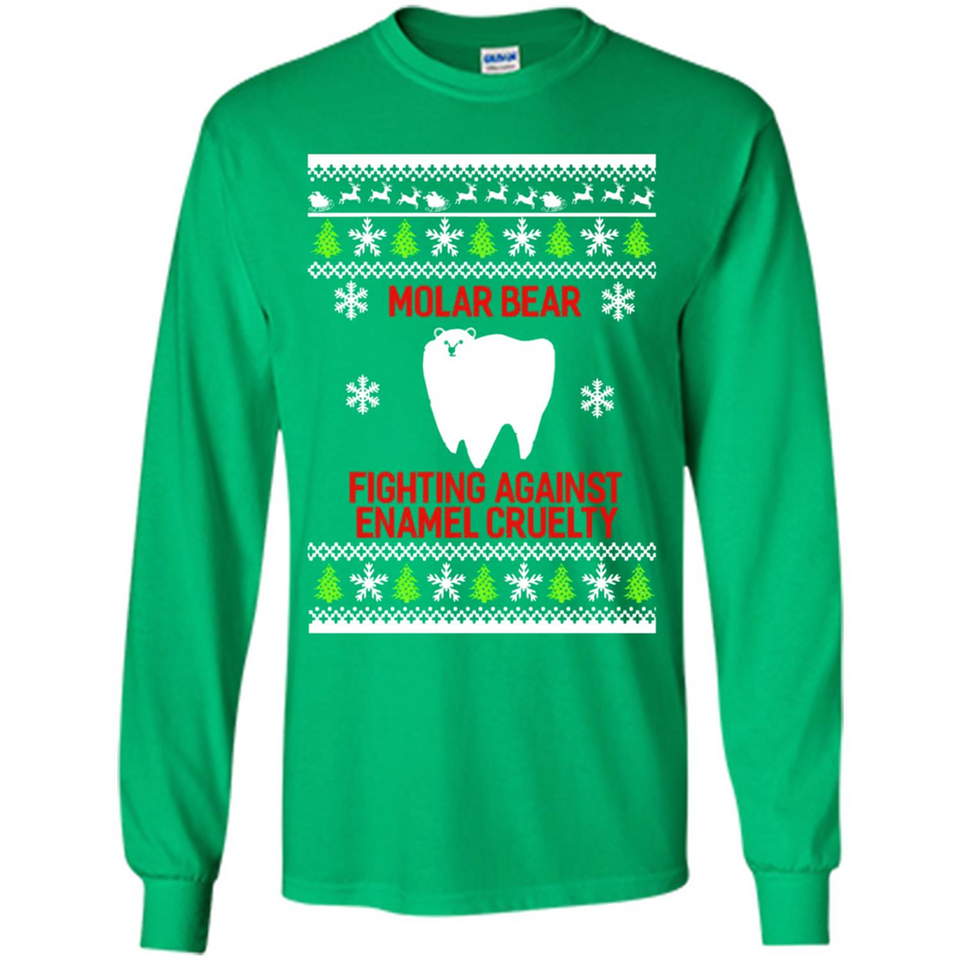 Molar bear fighting against enamel cruelty Christmas - Long Sleeve T-Shirt