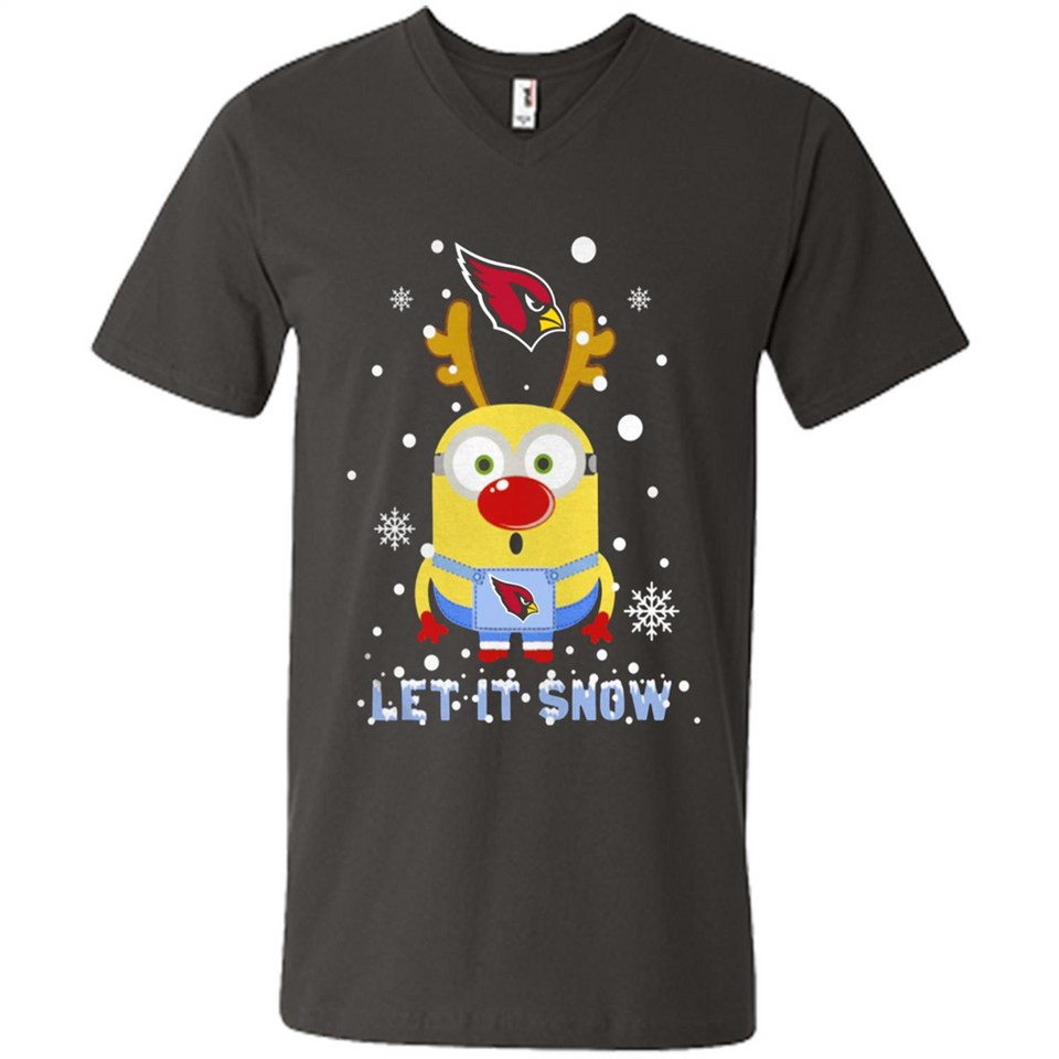 Minion Arizona Cardinals Ugly Christmas Sweater Let it Snow - Men's V-Neck