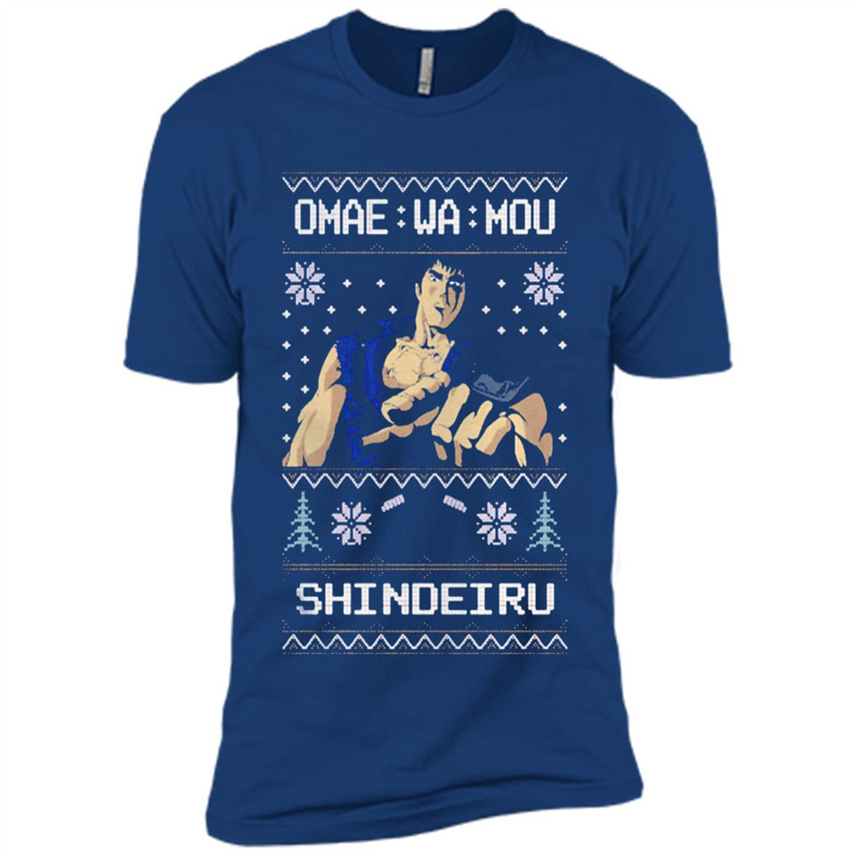 Omae Wa Mou Shindeiru Ugly Christmas Sweater - Premium Short Sleeve T-Shirt
