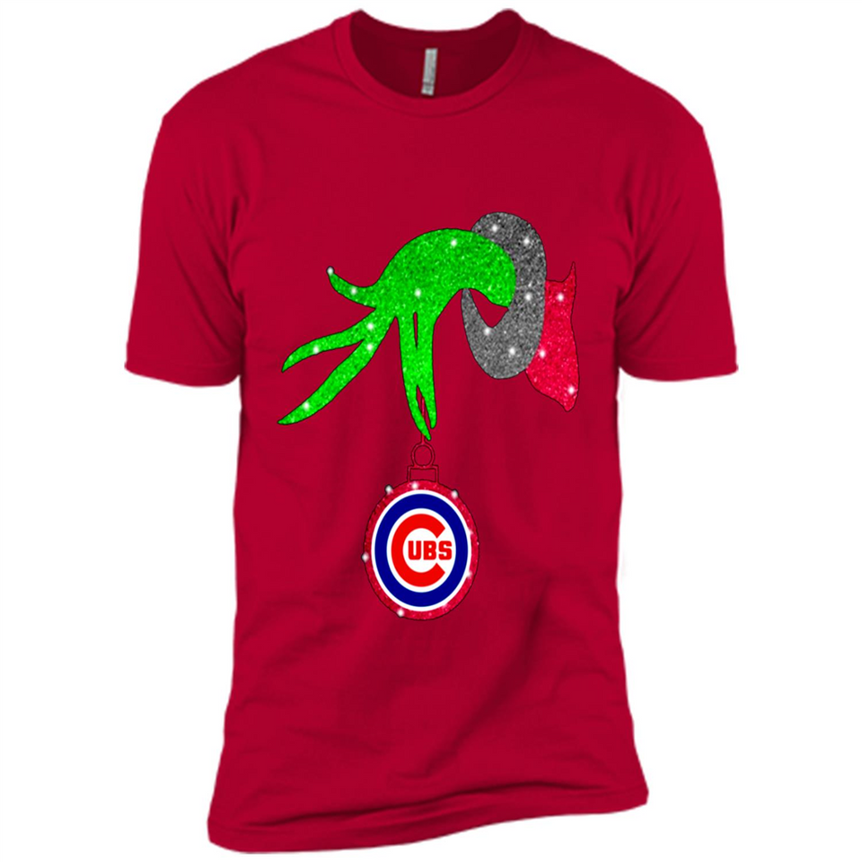 GRINCH HAND HOLDING CHICAGO CUBS GLITTER CHRISTMAS PINGPONG