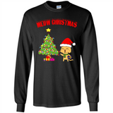Meow merry christmas- cat and pine merry christmas - Long Sleeve T-Shirt
