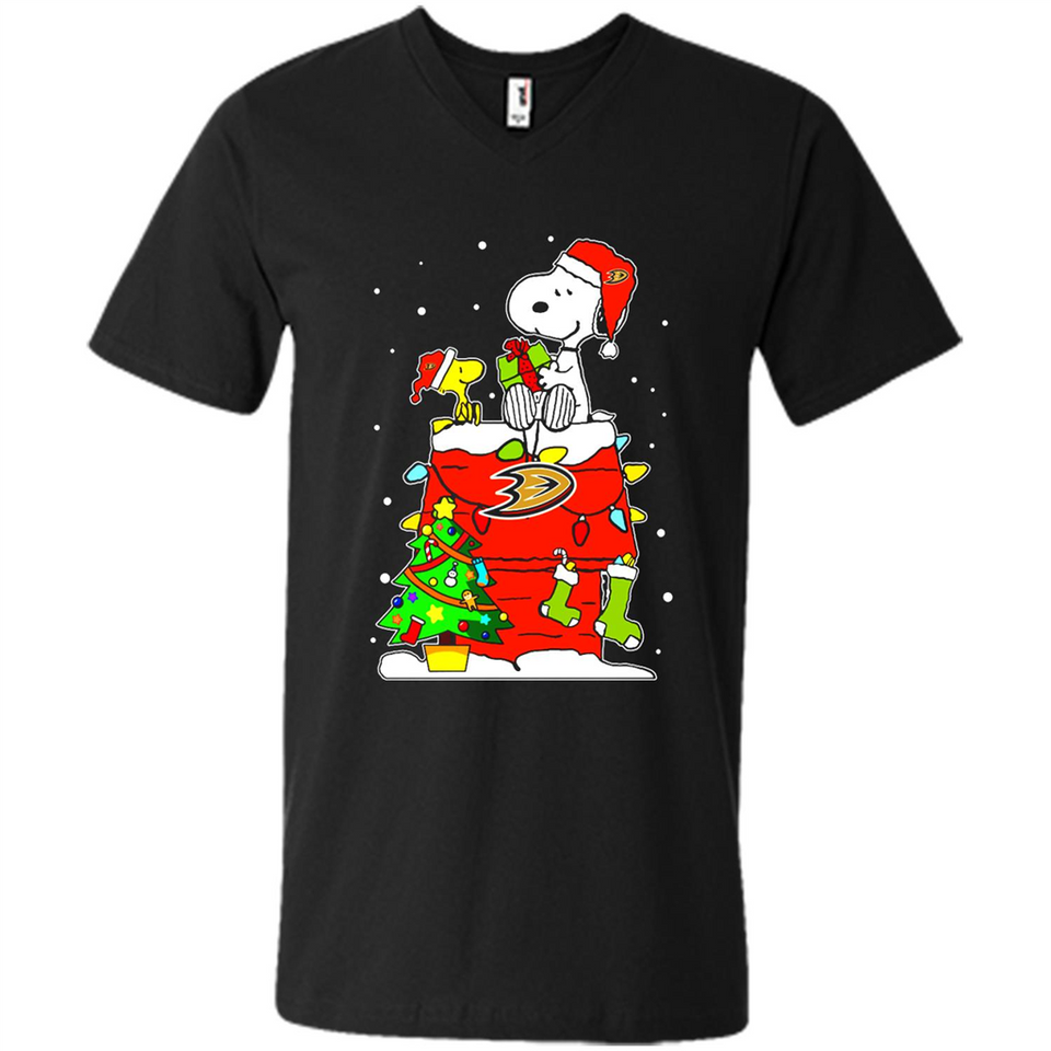 Anaheim Ducks Snoopy Ugly Christmas Sweaters - Men's V-Neck