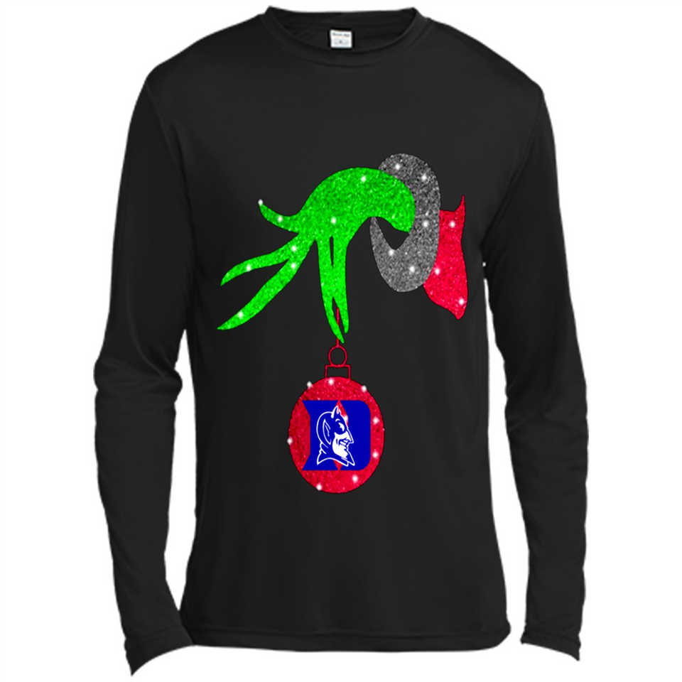 GRINCH HAND HOLDING DUKE BLUE DEVILS GLITTER CHRISTMAS PINGPONG