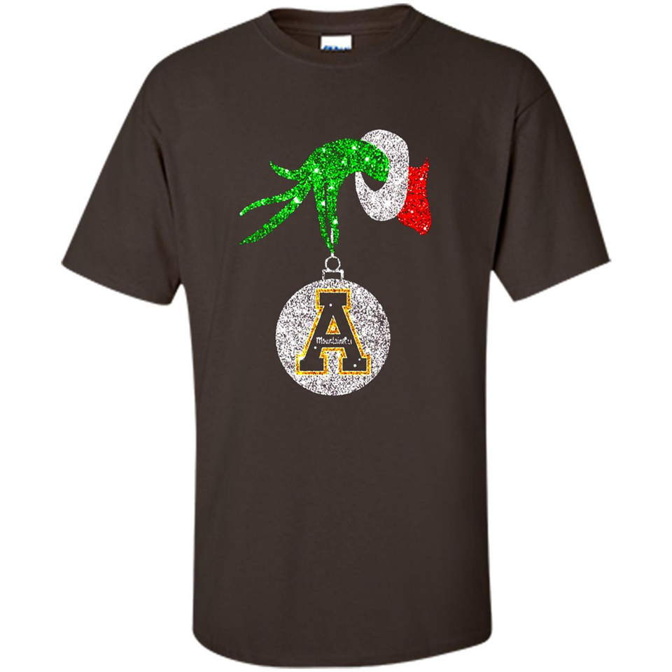 Funny Appalachian State Mountaineers Glitter Grinch Monogram Ornament Christmá - Shirt