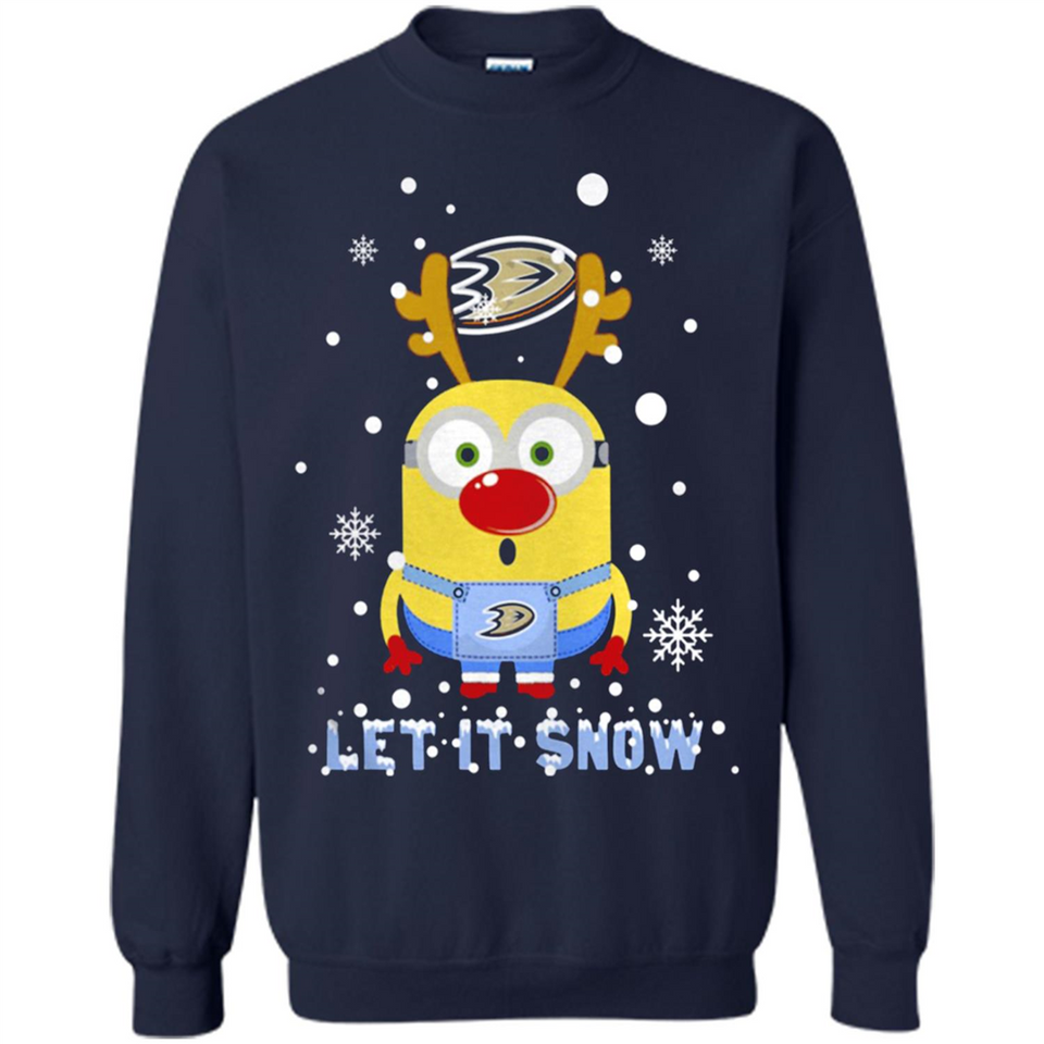 Minion Anaheim Ducks Ugly Christmas Sweater Let it Snow - Sweatshirt