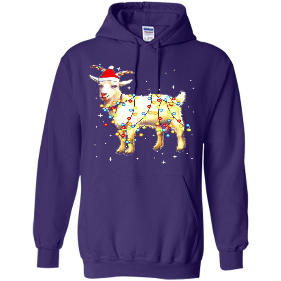 Christmas Lights Goat Wearing Santa Hat Funny Xmas - Hoodie