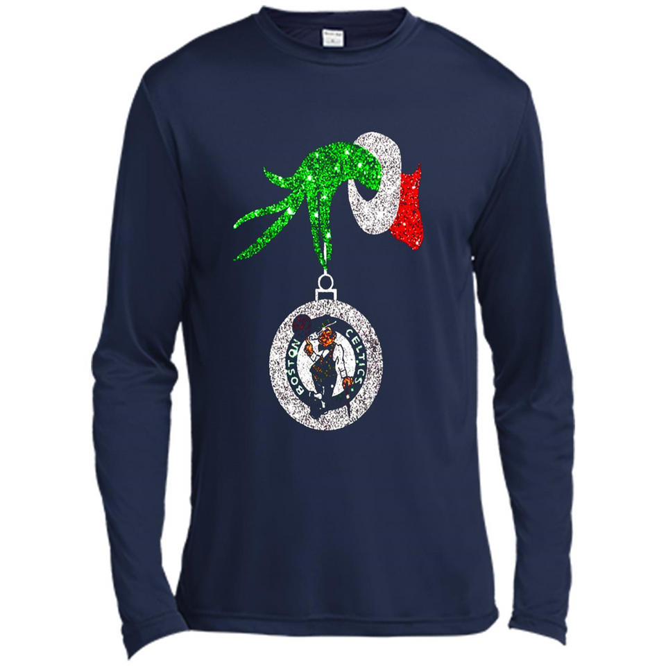 Amazing shirt Boston Celtics Glitter Grinch Monogram Ornament Christmas Gift - Canvas Long Sleeve T-Shirt
