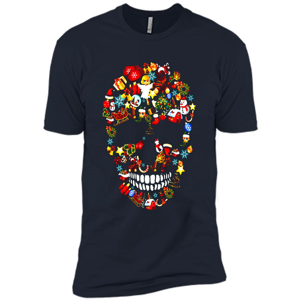 Skull Christmas Decorations Merry Xmas T-Shirt - Premium Short Sleeve T-Shirt