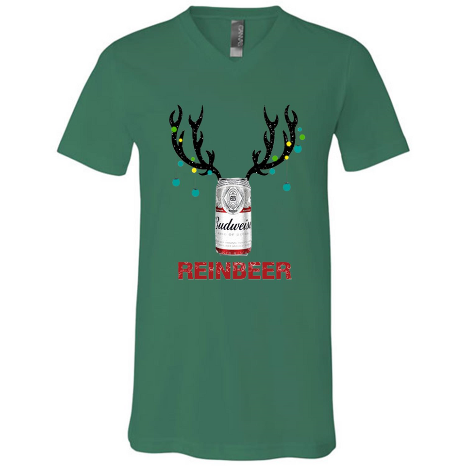Budweiser Reinbeer Funny Beer Reindeer Christmas Sweatshirt - Canvas Unisex V-Neck