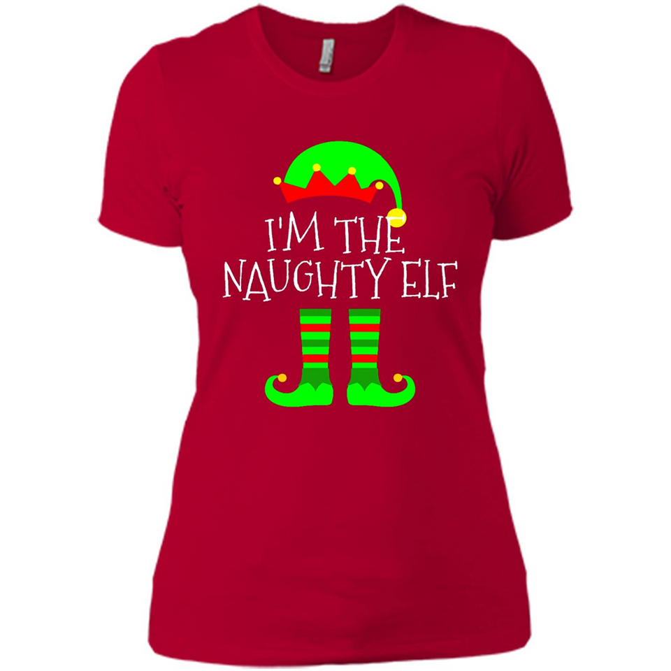Matching Family Christmas Shirt Funny I'm The Naughty Elf Black mugs PINGPONG - Ladies' Boyfriend T-Shirt
