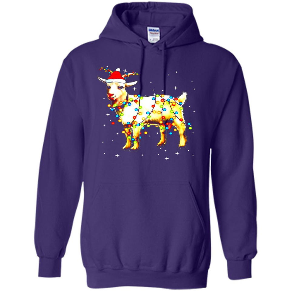 Christmas Lights Goat Wearing Santa Hat T-Shirt - Hoodie