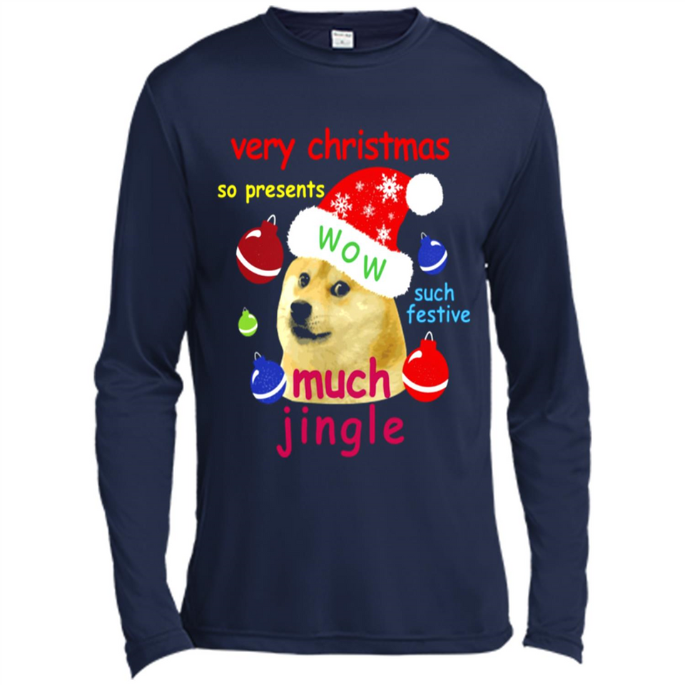 Christmas Doge Meme Shirts Funny Santa Shiba Inu Dog - Canvas Long Sleeve T-Shirt