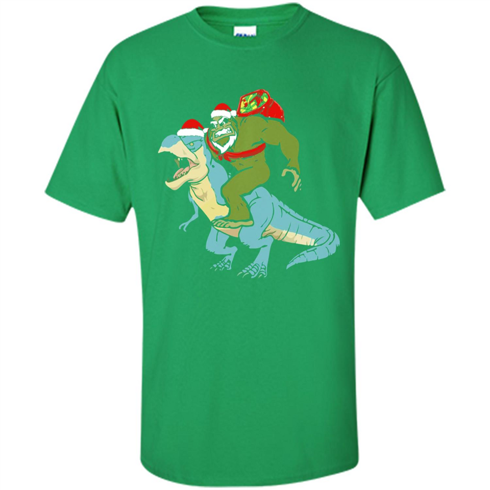 Bigfoot Riding Dinosaurus T-Shirt Funny Bigfoot Santa - Shirt