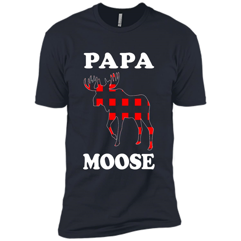 Papa Moose Funny Christmas Plaid Buffalo T-Shirt - Premium Short Sleeve T-Shirt
