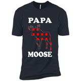 Papa Moose Funny Christmas Plaid Buffalo T-Shirt - Premium Short Sleeve T-Shirt